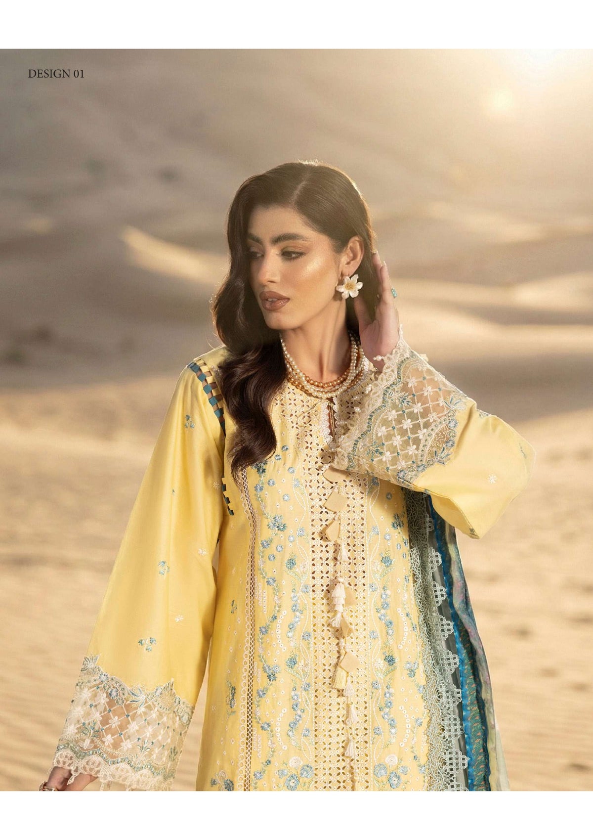 Adan's Libas Masakali Design 01 Sunshine Yellow Chikankari Lawn Suit - Pakistani Salwar Kameez Women Clothing for Summer Wedding & Haldi Ceremony