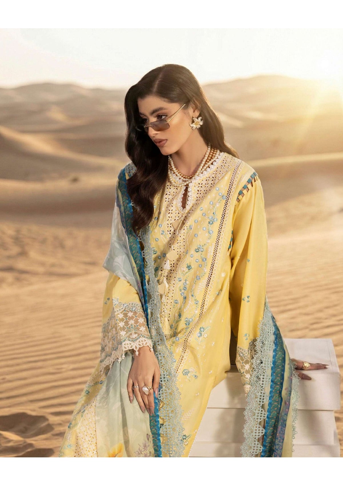 Adan's Libas Masakali Design 01 Sunshine Yellow Chikankari Lawn Suit - Pakistani Salwar Kameez Women Clothing for Summer Wedding & Haldi Ceremony