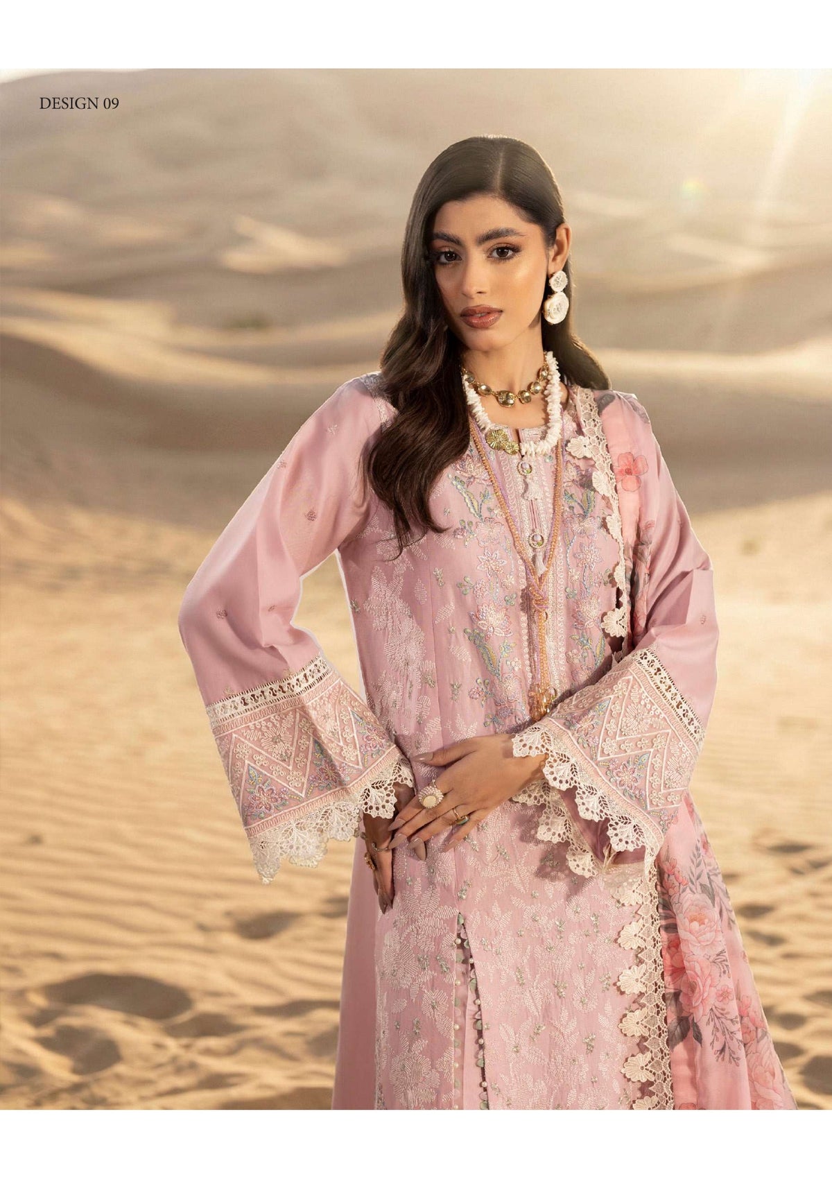Adan's Libas Masakali Design 09 Blush Pink Schiffli Chikankari Lawn Suit - Designer Pakistani Salwar Kameez Women Clothing for Day Wedding & Bride