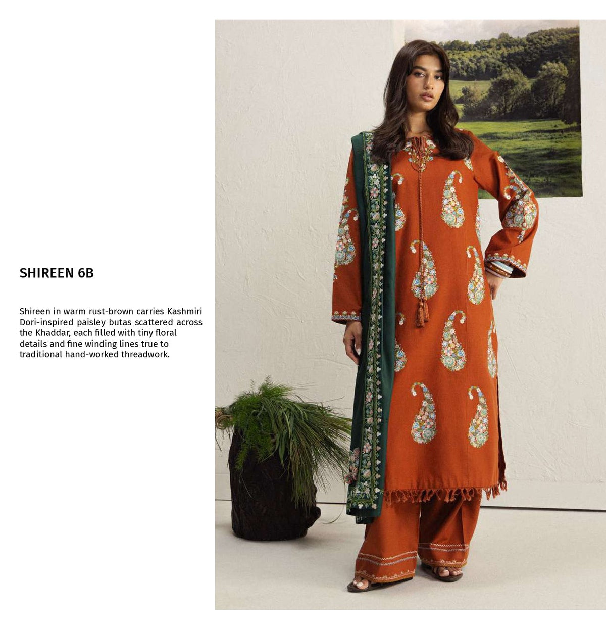 COCO Winters '26 SHIREEN 6B Rust Brown Kashmiri Dori Khaddar Suit