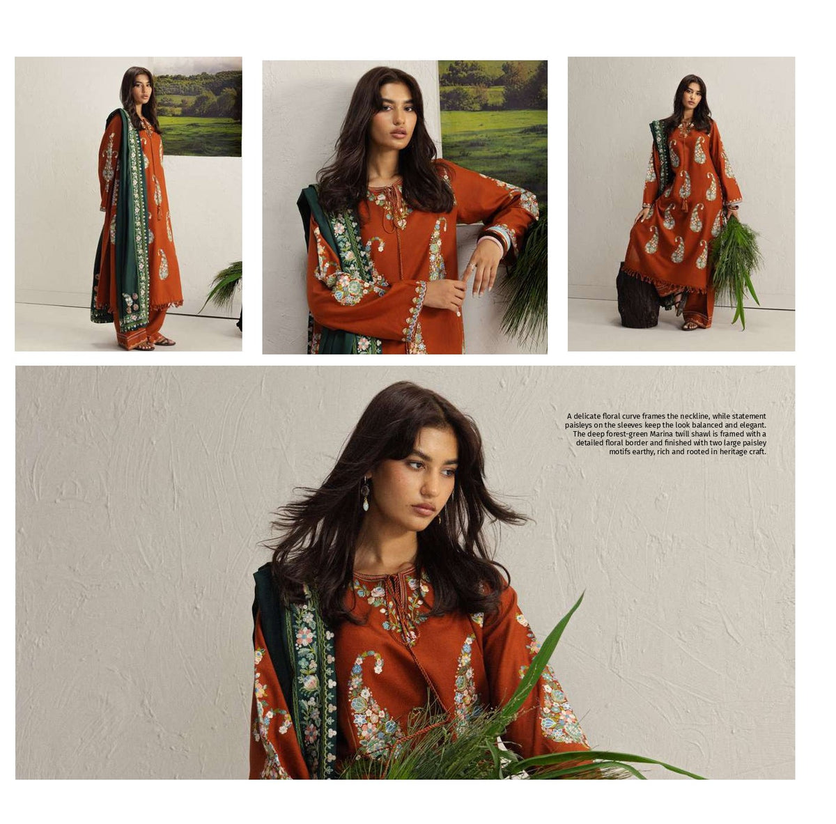 COCO Winters '26 SHIREEN 6B Rust Brown Kashmiri Dori Khaddar Suit