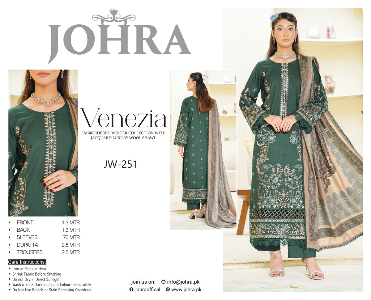 Johra Venezia Embroidered Winter Suit – Forest Green | JW-251