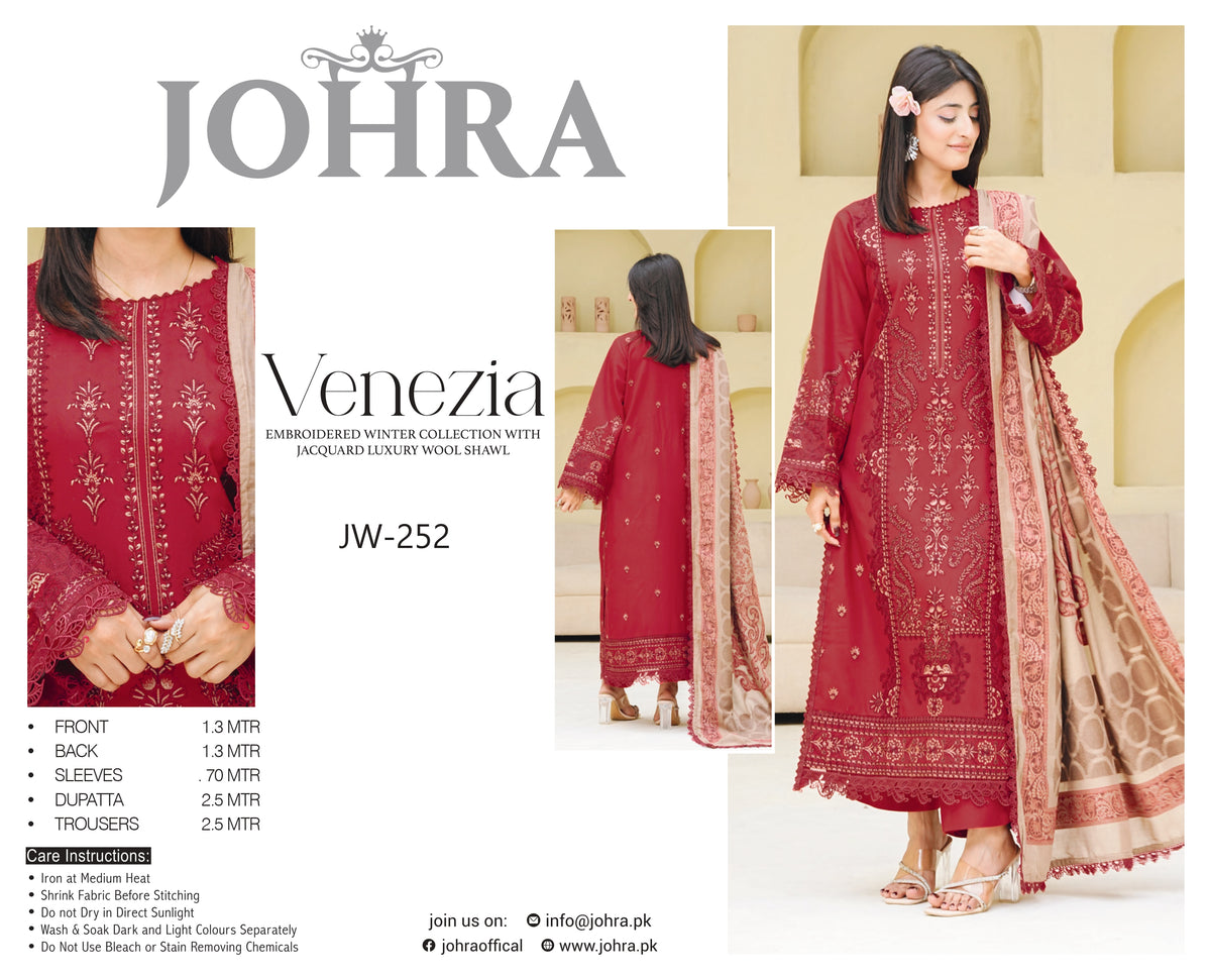 Johra Venezia Embroidered Winter Suit – Deep Maroon | JW-252