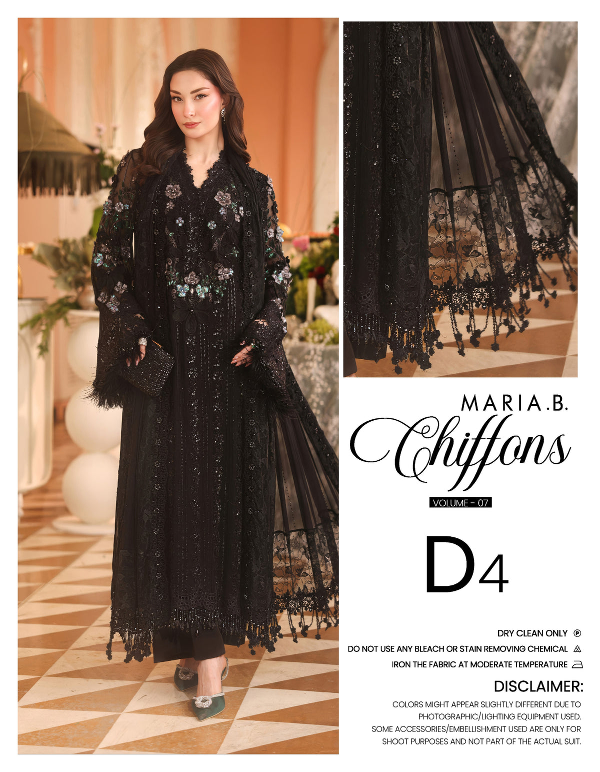 Maria B. Chiffons Vol 07 - Design D4 - Luxury Embroidered Black Pakistani Salwar Suit for Wedding & Formals