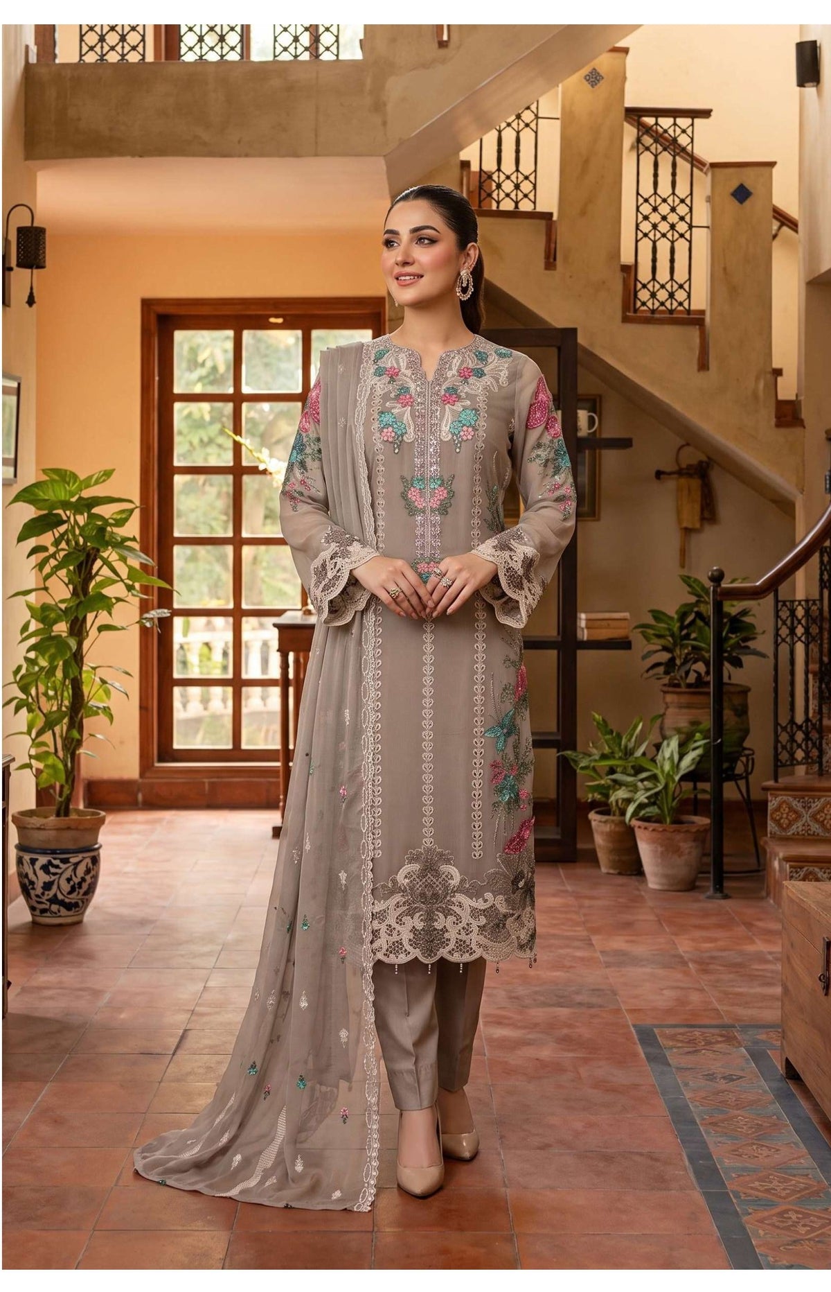 Tawakkal Zafielle Design D-5104: Mocha Fancy Salwar Suit