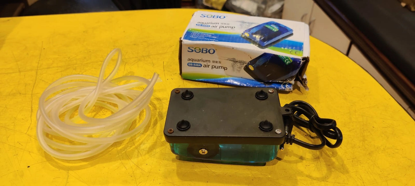 SOBO Air Pump 5 Watt SB-548A Aquarium Air Pump
Introducing the SOBO Air Pump 5 Watt SB-548A, a reliable choice for maintaining optimal oxygen levels in your aquarium in Kolkata. This efficient air pump is designed for a voltage of 220V and weighs just 330 grams.