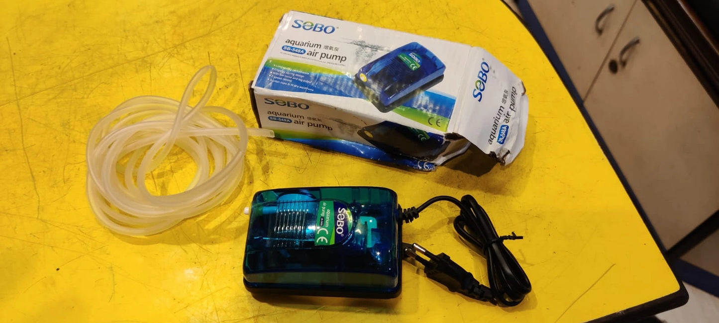 SOBO Air Pump 5 Watt SB-548A Aquarium Air Pump
Introducing the SOBO Air Pump 5 Watt SB-548A, a reliable choice for maintaining optimal oxygen levels in your aquarium in Kolkata. This efficient air pump is designed for a voltage of 220V and weighs just 330 grams.