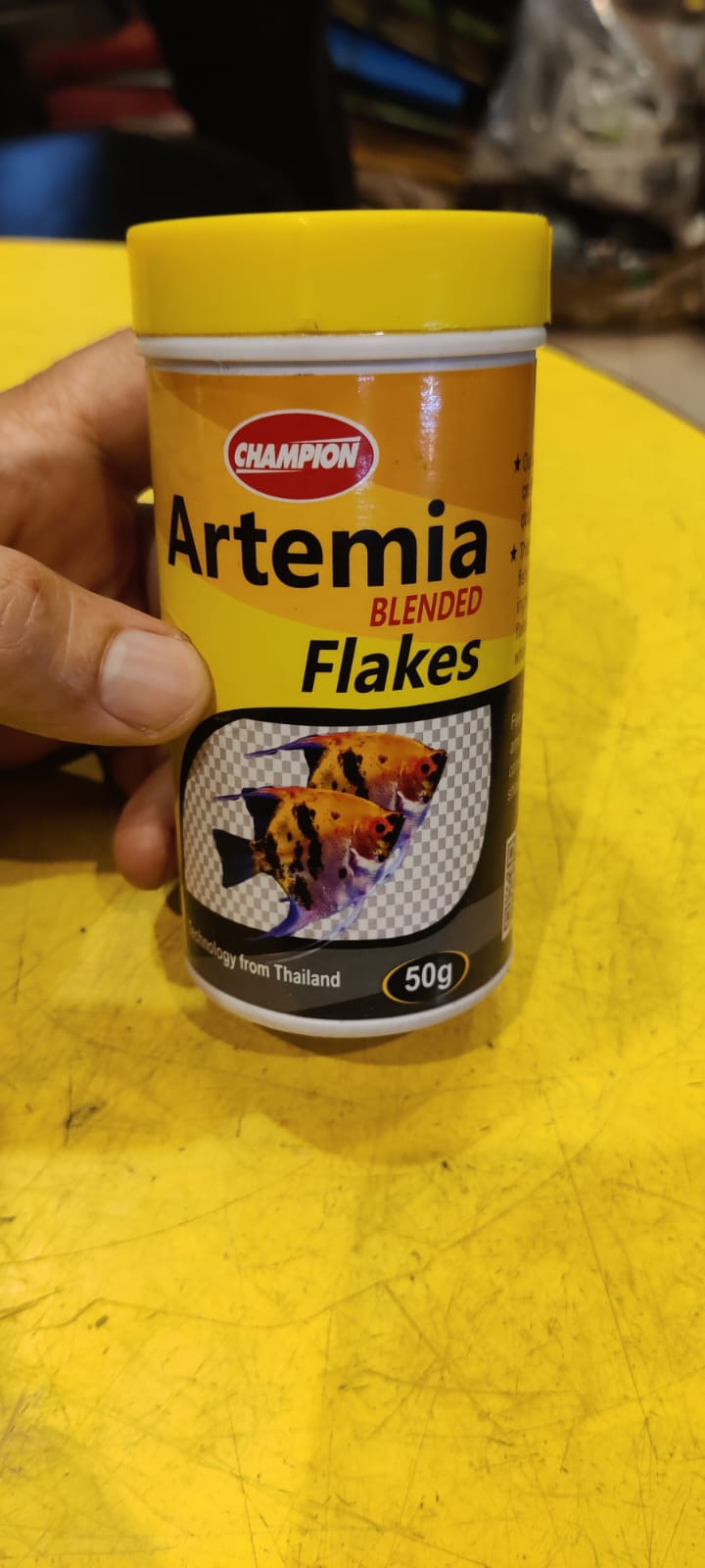 Champion Artemia Flakes. Made with high concentrations of real Artemia (Brine Shrimp)
