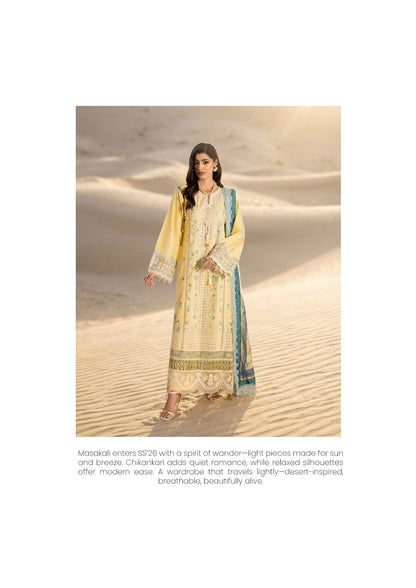 Adan's Libas Masakali Design 01 Sunshine Yellow Chikankari Lawn Suit - Pakistani Salwar Kameez Women Clothing for Summer Wedding &amp; Haldi Ceremony