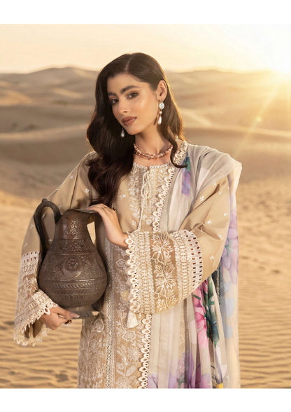 Adan's Libas Masakali Design 02 Sand Beige Schiffli Chikankari Lawn Pakistani Suit - Women Clothing Salwar Kameez for Pre-Wedding &amp; Retro Party