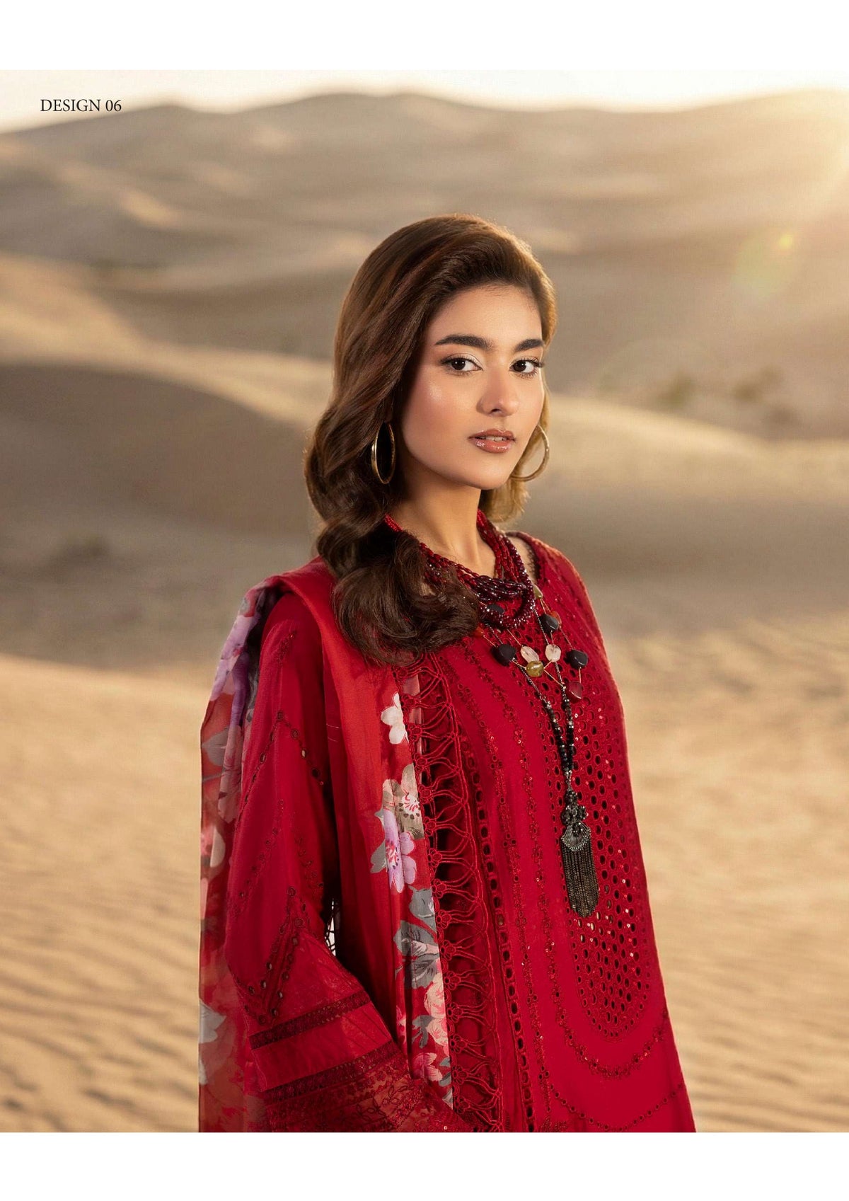 Adan's Libas Masakali Design 06 Crimson Red Schiffli Chikankari Lawn Suit - Bridal &amp; Wedding Guest Pakistani Salwar Kameez Women Clothing