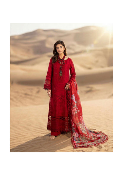 Adan's Libas Masakali Design 06 Crimson Red Schiffli Chikankari Lawn Suit - Bridal &amp; Wedding Guest Pakistani Salwar Kameez Women Clothing