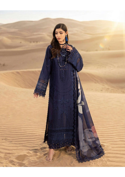 Adan's Libas Masakali Design 07 Navy Blue Chikankari Lawn Suit - Designer Pakistani Salwar Kameez Women Clothing for Wedding Guest &amp; Formal Party
