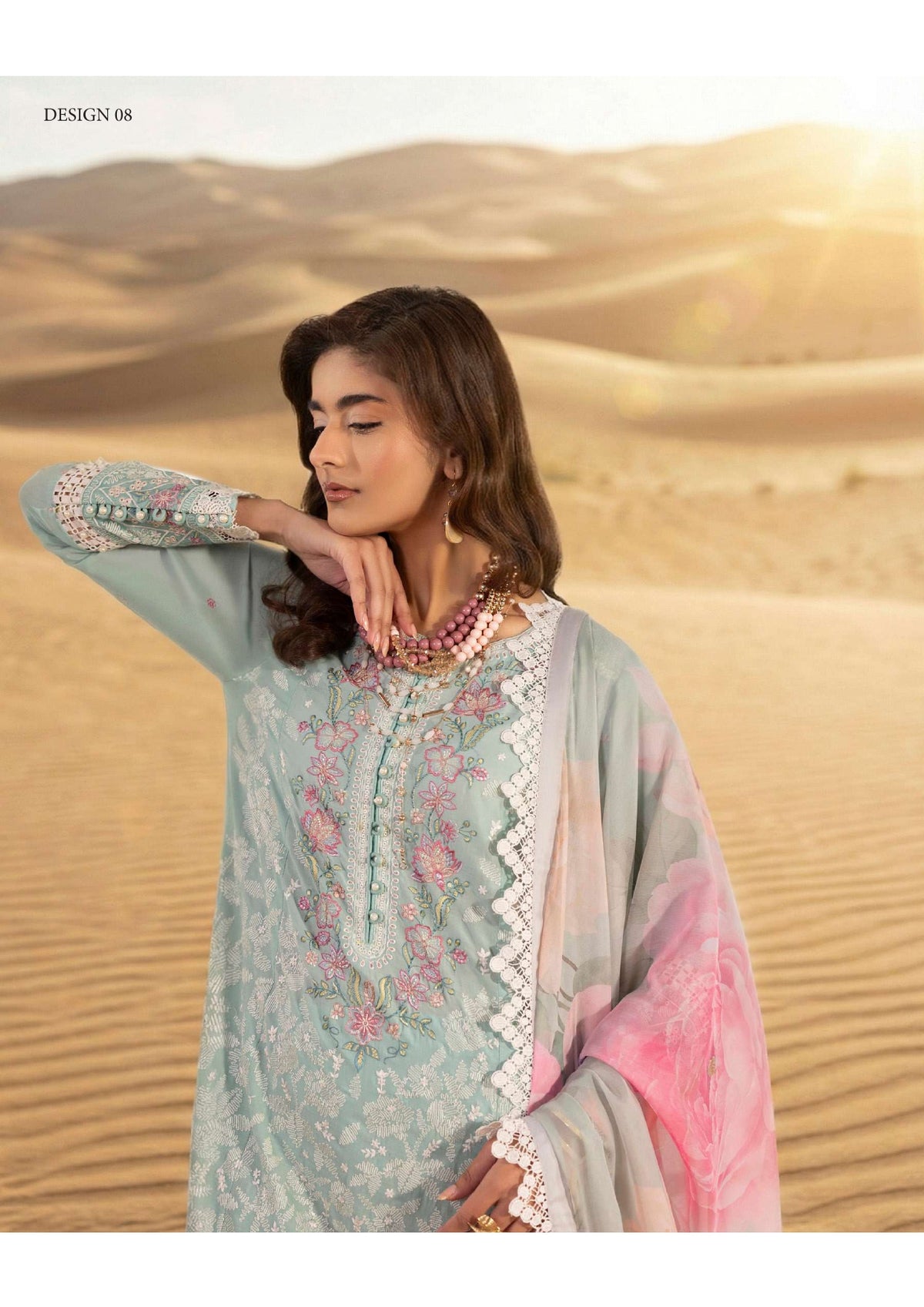 Adan's Libas Masakali Design 08 Sky Blue Chikankari Lawn Pakistani Suit - Soft Pastel Salwar Kameez Women Clothing for Summer Wedding &amp; Brunch