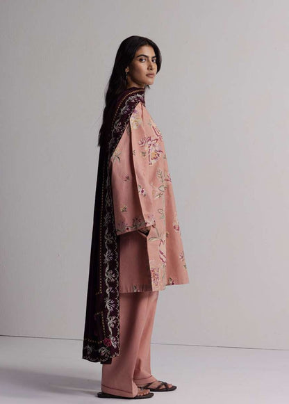 COCO Winters '26 RAKHSH 3A Dusty Pink Cross-Stitch Floral Karandi Suit