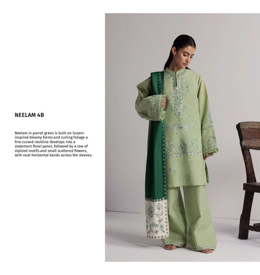 COCO Winters '26 NEELAM 4B Sage Green Embroidered Khaddar Suit