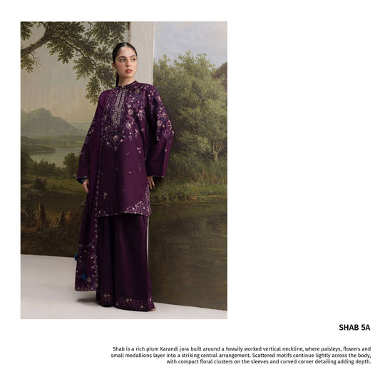 COCO Winters '26 SHAB 5A Rich Plum Embroidered Karandi Suit