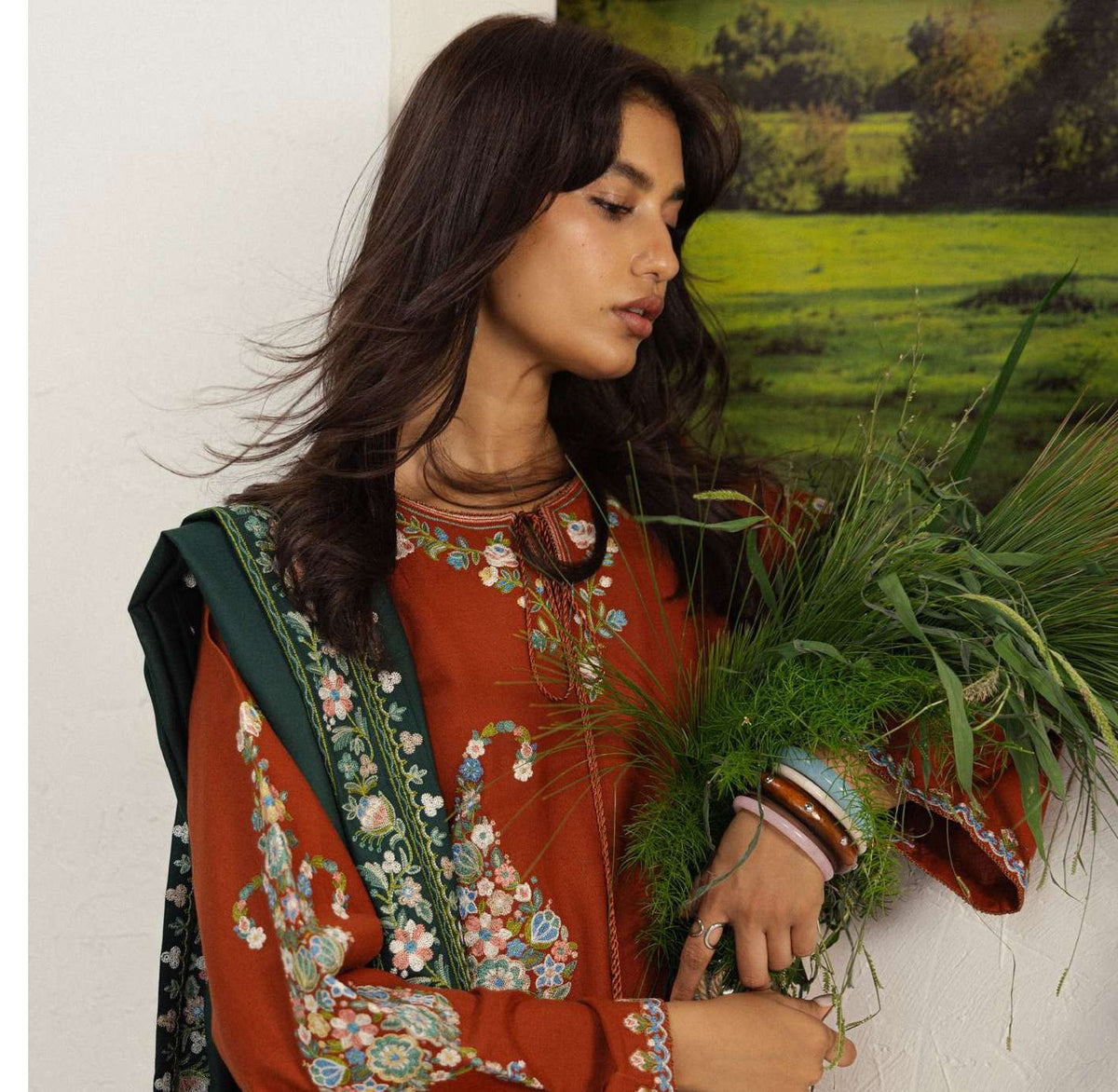 COCO Winters '26 SHIREEN 6B Rust Brown Kashmiri Dori Khaddar Suit