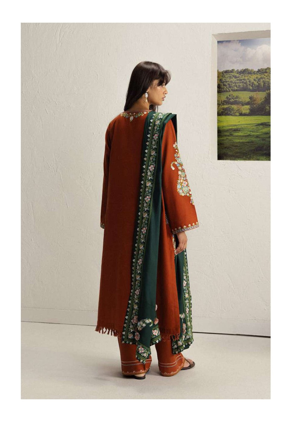 COCO Winters '26 SHIREEN 6B Rust Brown Kashmiri Dori Khaddar Suit