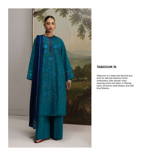 COCO Winters '26 TABASSUM 7A Deep Teal Kashmiri Sozni Embroidered Karandi Suit