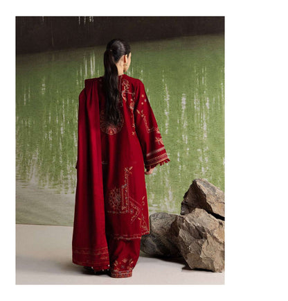 COCO Winters '26 DIBA 10A Deep Red Kantha Embroidered Khaddar Suit