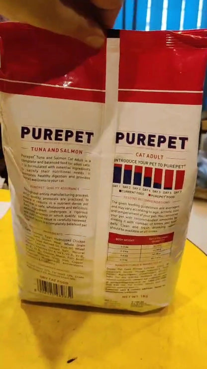 Purepet Tuna &amp; Salmon Dry Cat Food 1kg - Tasty &amp; Healthy for Adult Cats in Kolkata

Treat your adult cat in Kolkata to a delicious and nutritious meal with Purepet Tuna &amp; Salmon Dry Cat Food. This 1 kg pack of non-vegetarian kibble is expertly formulated with real tuna and salmon, providing a palatable and protein-rich diet your feline will love.