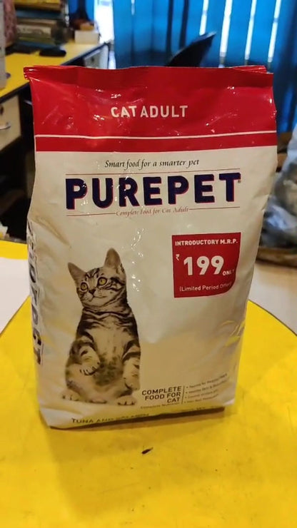 Purepet Tuna &amp; Salmon Dry Cat Food 1kg - Tasty &amp; Healthy for Adult Cats in Kolkata

Treat your adult cat in Kolkata to a delicious and nutritious meal with Purepet Tuna &amp; Salmon Dry Cat Food. This 1 kg pack of non-vegetarian kibble is expertly formulated with real tuna and salmon, providing a palatable and protein-rich diet your feline will love.