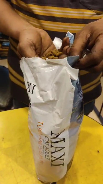 Maxi Tuna &amp; Salmon Dry Cat Food 1.2kg - Complete Nutrition for Adult Cats in Kolkata

Treat your adult cat in Kolkata to a delicious and nutritious complete meal with Maxi Tuna &amp; Salmon Dry Cat Food. This 1.2kg non-vegetarian formula is expertly crafted with real tuna and salmon, offering a palatable and protein-rich diet your feline will love.