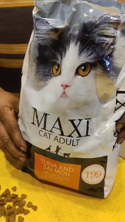 Maxi Tuna &amp; Salmon Dry Cat Food 1.2kg - Complete Nutrition for Adult Cats in Kolkata

Treat your adult cat in Kolkata to a delicious and nutritious complete meal with Maxi Tuna &amp; Salmon Dry Cat Food. This 1.2kg non-vegetarian formula is expertly crafted with real tuna and salmon, offering a palatable and protein-rich diet your feline will love.