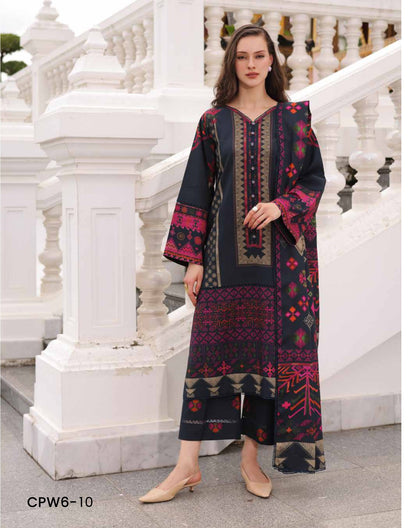 Charizma C-Prints CPW6-10 Midnight Navy & Magenta Printed Linen Pakistani Suit Unstitched Salwar Kameez