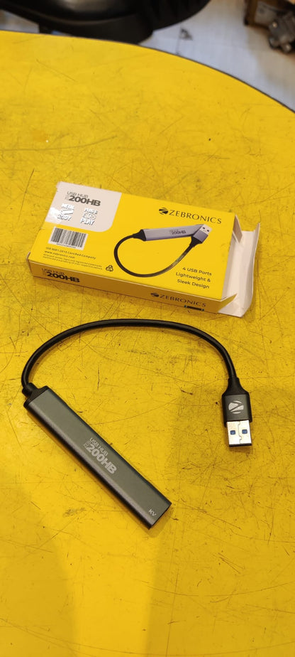 Zebronics 200HB USB 3.0 4 Port hub with Hi Speed Data Transfer, Aluminum + ABS Body