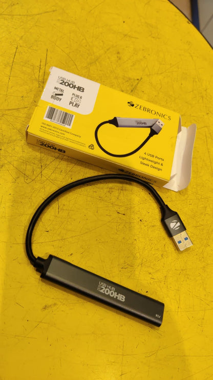 Zebronics 200HB USB 3.0 4 Port hub with Hi Speed Data Transfer, Aluminum + ABS Body