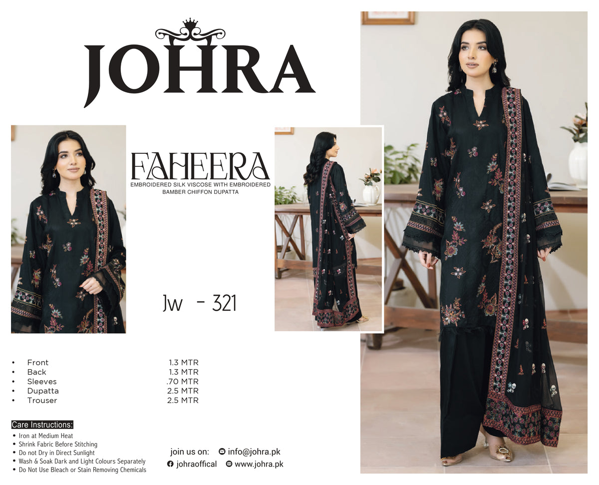 Inlays Johra Faheera Embroidered Viscose – Black | Jw-321