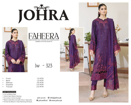 Inlays Johra Faheera Embroidered Viscose – Plum Purple | Jw-323