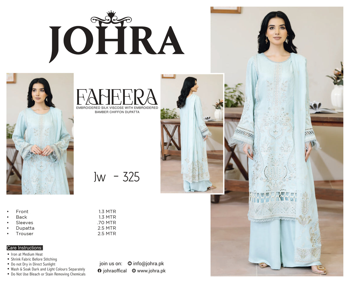 Inlays Johra Faheera Embroidered Viscose – Ice Blue | Jw-325