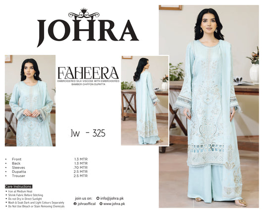 Inlays Johra Faheera Embroidered Viscose – Ice Blue | Jw-325