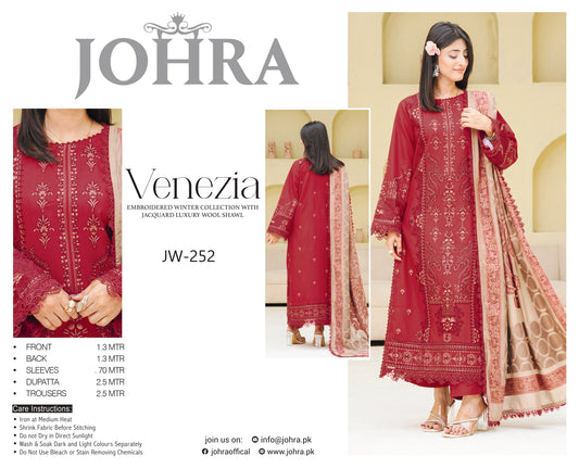 Johra Venezia Embroidered Winter Suit – Deep Maroon | JW-252