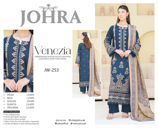 Johra Venezia Embroidered Winter Suit – Navy Blue | JW-253