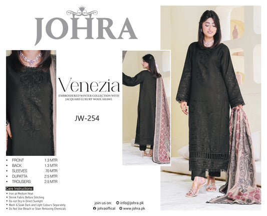 Johra Venezia Embroidered Winter Suit – Classic Black | JW-254