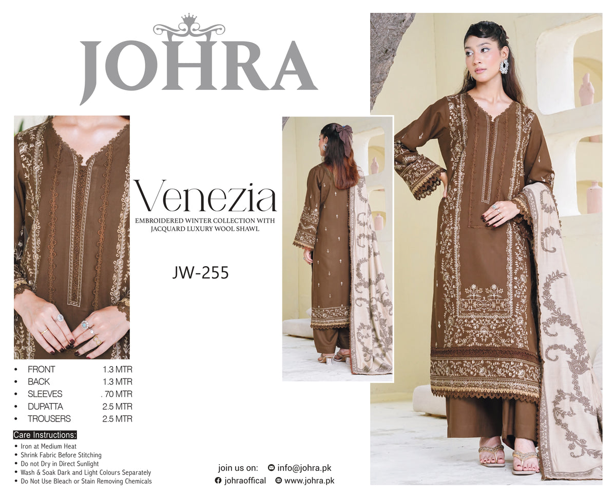 Johra Venezia Embroidered Winter Suit – Coffee Brown | JW-255