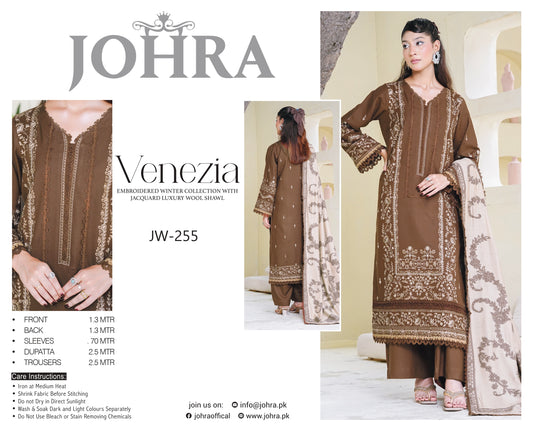 Johra Venezia Embroidered Winter Suit – Coffee Brown | JW-255