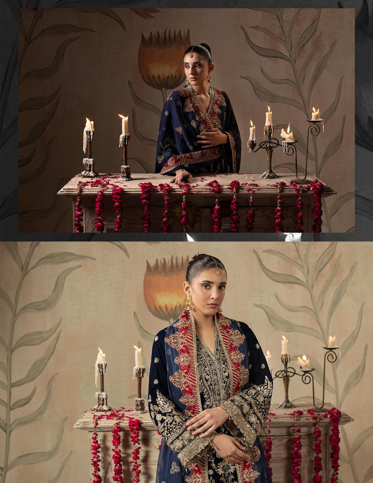 Areej Naqash-E-Makhmal D/02 - Navy Blue Ornate Velvet Pakistani Salwar Suit - Women's Wedding Wear