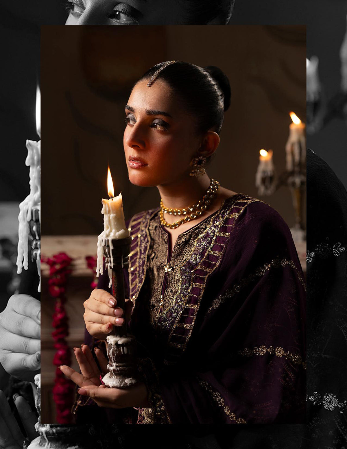 Areej Naqash-E-Makhmal D/07 - Deep Plum Embroidered Velvet Pakistani Salwar Suit for Wedding