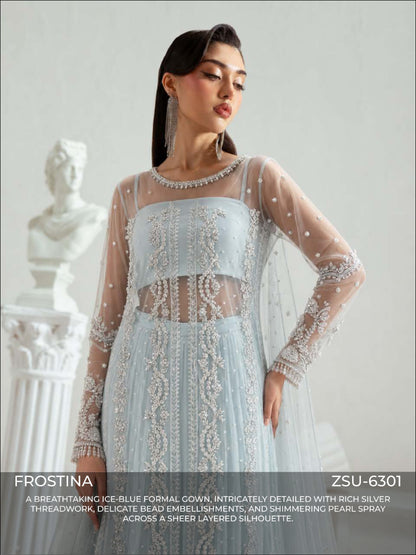 Zariya Frostina (ZSU-6301) - Ice-Blue Luxury Wedding Abaya Gown | Studio Elyse Couture