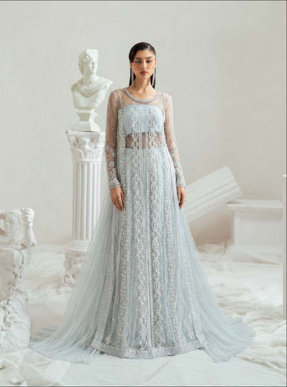 Zariya Frostina (ZSU-6301) - Ice-Blue Luxury Wedding Abaya Gown | Studio Elyse Couture