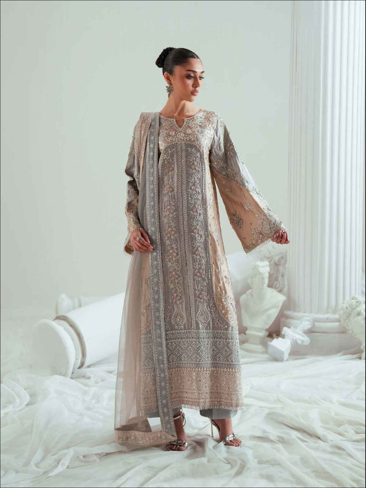 Zariya Dovegray (ZSU-6306) - Luxury Embroidered Gray Pakistani Suit | Studio Zariya Elyse Couture