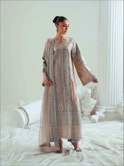 Zariya Dovegray (ZSU-6306) - Luxury Embroidered Gray Pakistani Suit | Studio Zariya Elyse Couture
