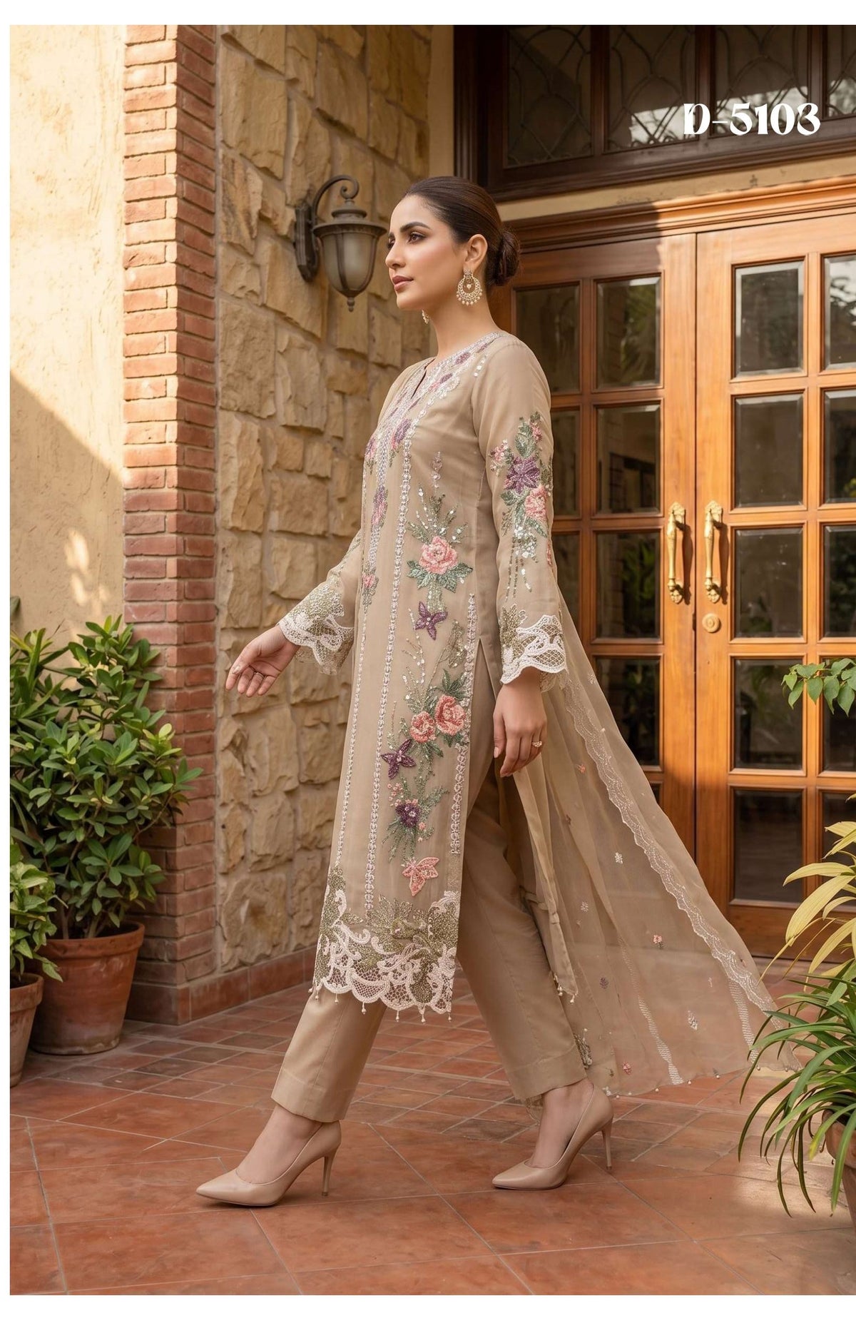 Tawakkal Zafielle Design D-5103: Taupe Heritage Abaya-Style Suit