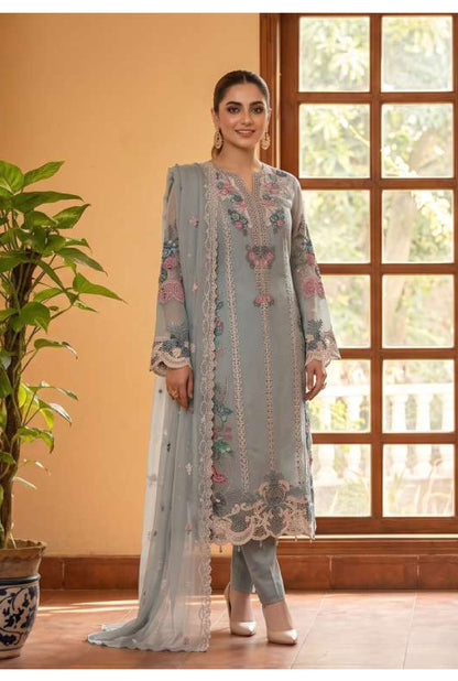 Tawakkal Zafielle Design D-5102: Sky Grey Pakistani Salwar Kameez Suit