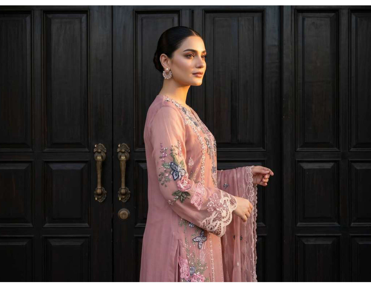 Tawakkal Zafielle D-5101 Luxury Embroidered Chiffon Pakistani Suit – Soft Mauve Pink Wedding Wear